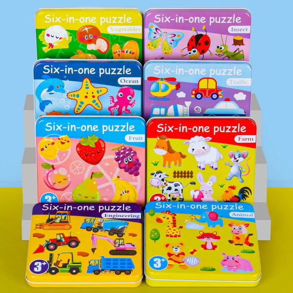 Puzzle bébé Montessori jouets éducatifs bois 3D jeux de Puzzle boîte de fer enfants Puzzles Puzzle en bois pour enfants 2 3 4 ans